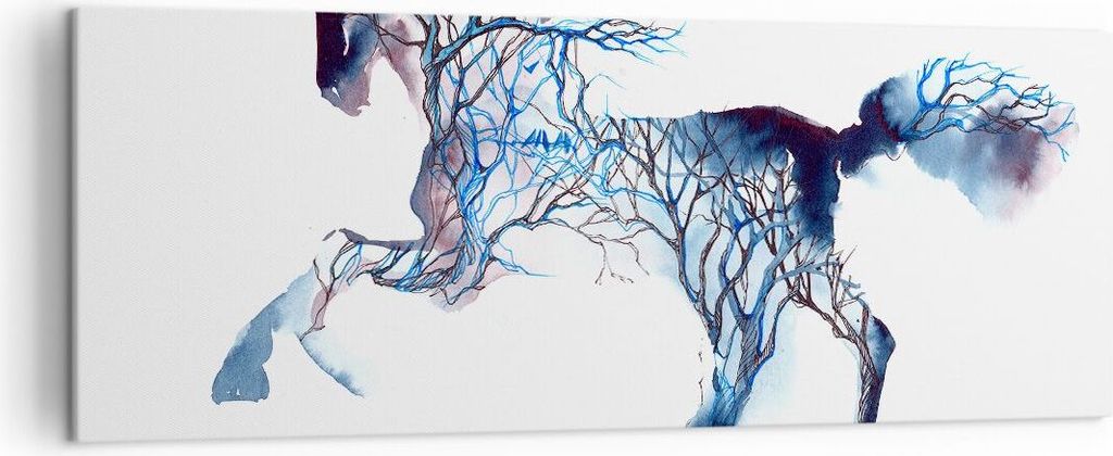 Bild auf Leinwand - Leinwandbild - natur malen schön Hengst - 140x50cm - Wand Bild - Wanddeko - Leinwanddruck - Bilder - Kunstdruck - Wanddekorati...