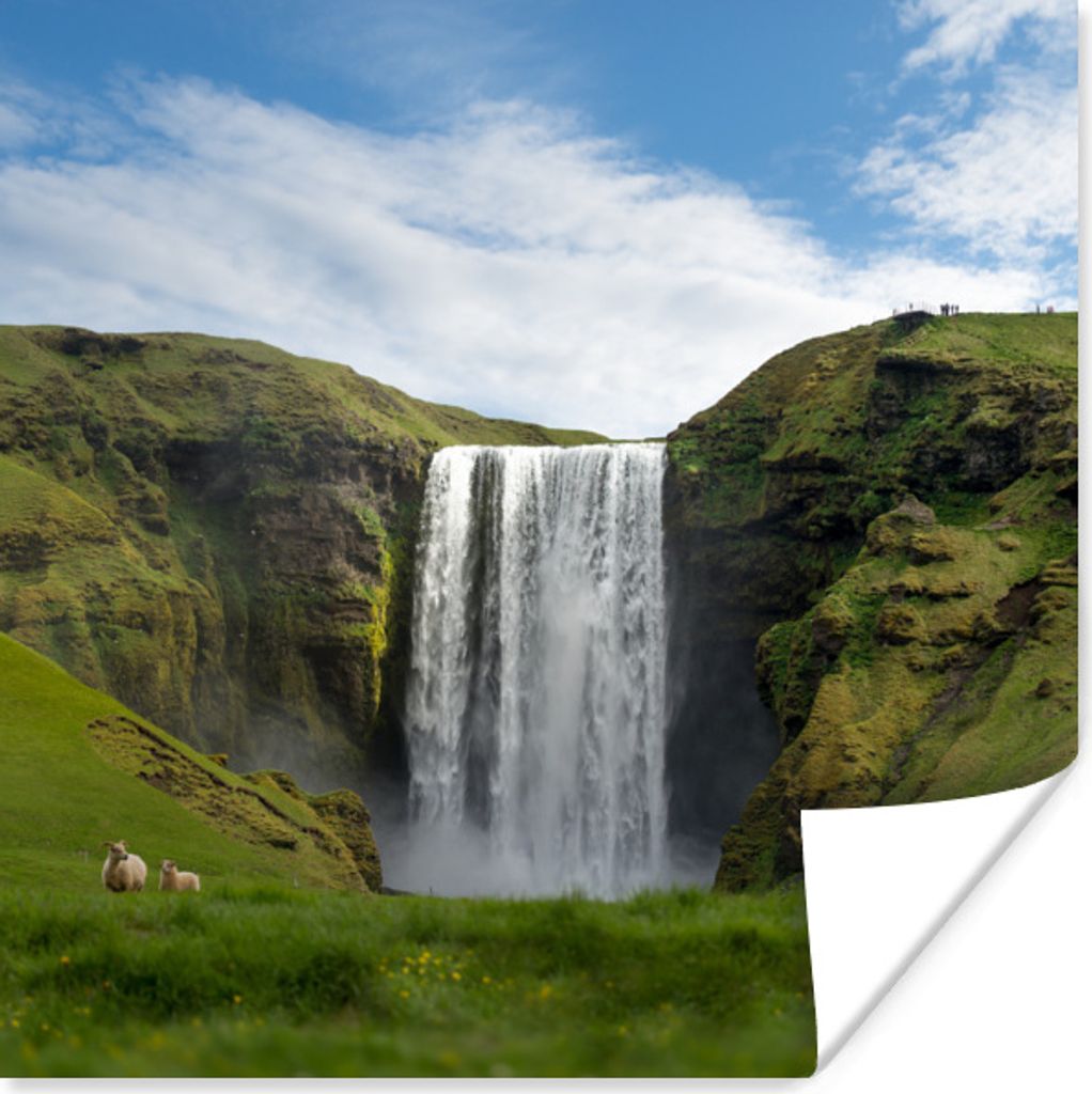 MuchoWow Poster Wasserfall - Island - Natur 100x100 cm - Babyzimmer