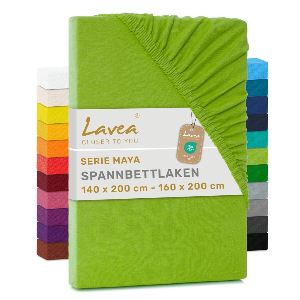 Lavea® 2er Pack Jersey Spannbettlaken 140/160x200 cm, 100% Produktbild 