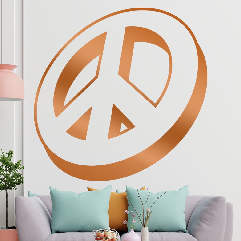 KIWISTAR Peace Zeichen - Frieden Button Wandtattoo in 6 Größen - Wandaufkleber Wall Sticker - Dekoration, Küche, Wohnzimmer, Schlafzimmer, Badez...