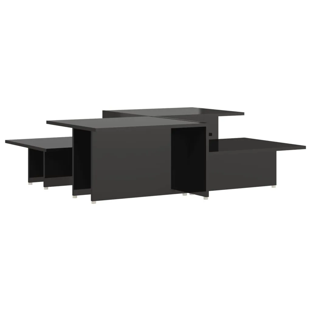 Tables basses gigognes noires laquées en bois composite lot de 2