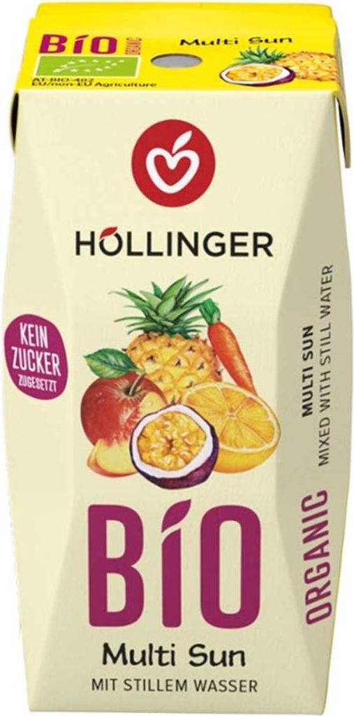 Multi Sunrise Schulsaft 3x200ml - perfekt für jede Jausenbox - handlich kleiner Durstlöscher - mit Strohhalm von Höllinger Juice