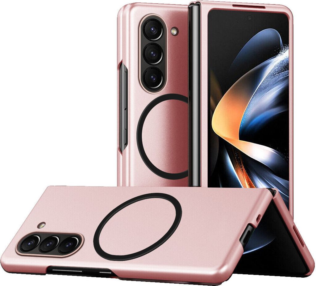Magnetische Hülle für Samsung Galaxy Z Fold 6 kompatibel mit Magsafe, Dünn Matt PC Harte Handyhülle Roségold