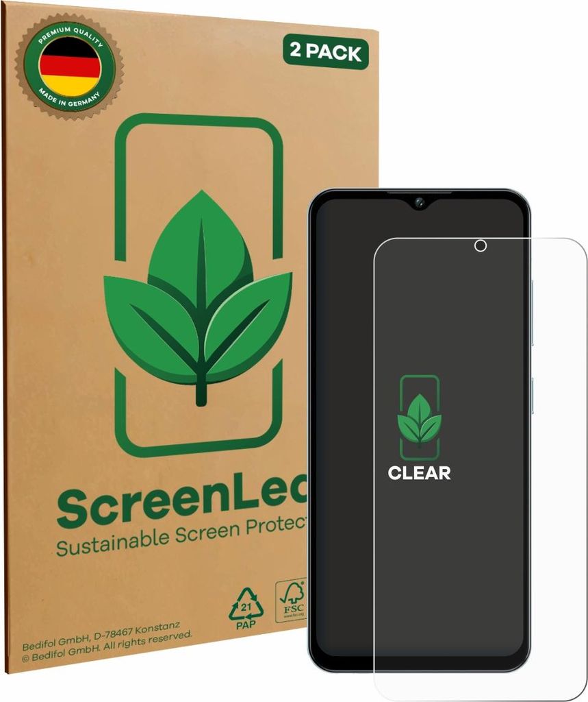 2x ScreenLeaf Schutzfolie für Oukitel C5 6,52" nachhaltiger Displayschutz Display Schutz Folie Klar Transparent