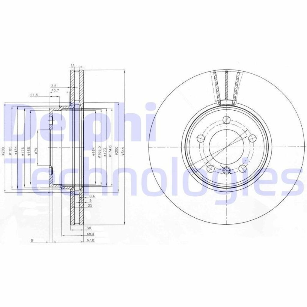 2x DELPHI Bremsscheibe BG9008C für LAND ROVER Range Rover Produktbild 