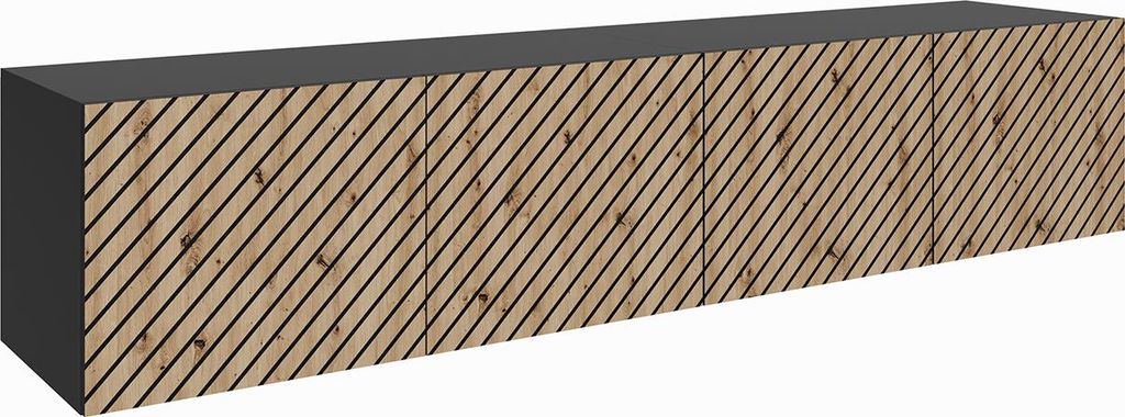 MEBLINI TV-Schrank 200cm Lang - Fernsehschrank - TV Lowboard Industrial - Unterschrank für Fernseher - TV-Unterschrank - TV-Schrank - Hängeschran...