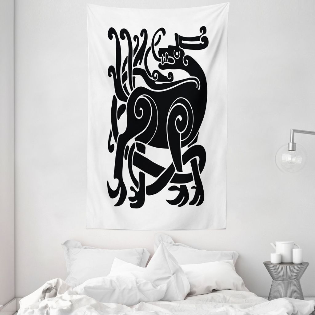 ABAKUHAUS keltisch Wandteppich und Tagesdecke, Samhain Celtic Deer aus Weiches Mikrofaser Stoff Waschbar ohne Verblassen Digitaldruck, 140 x 230 cm...