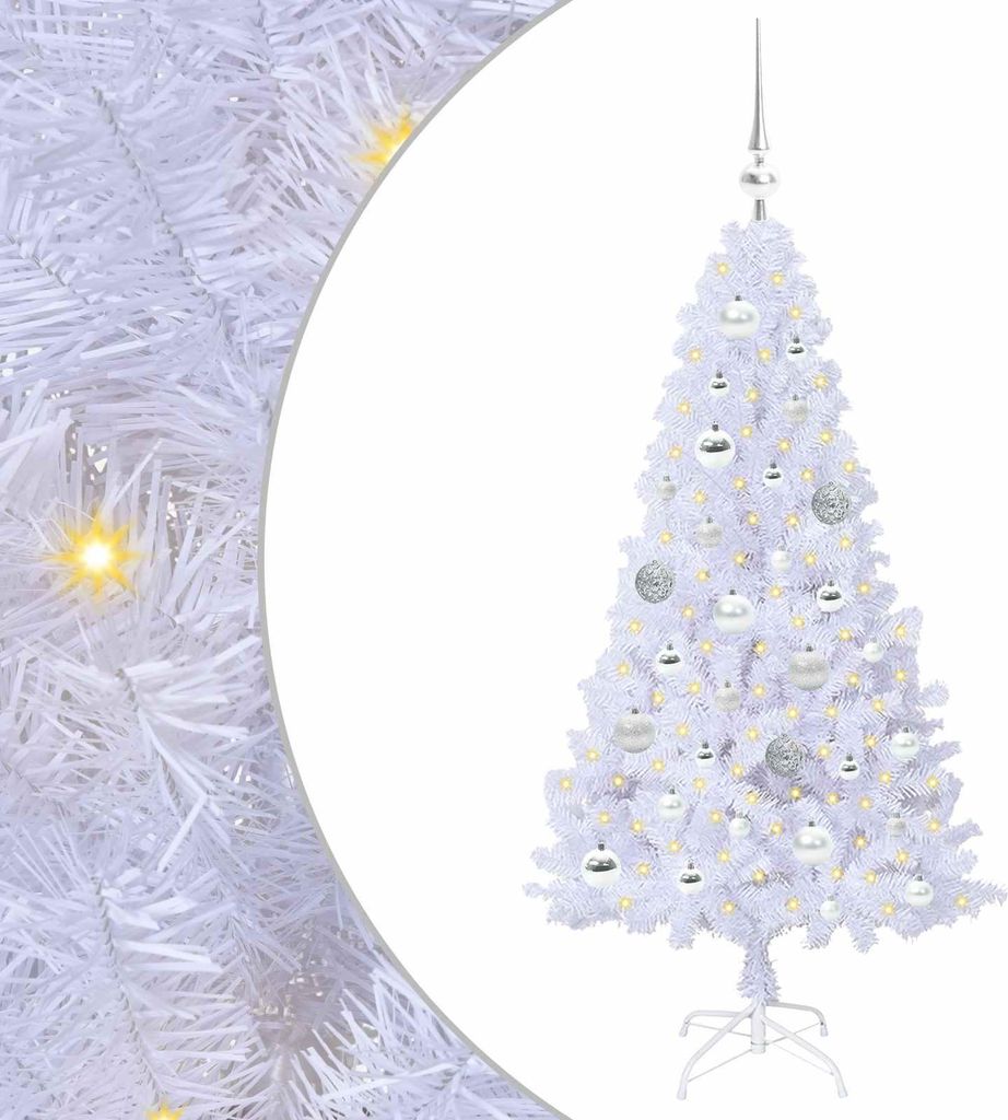 vidaXL Künstlicher Weihnachtsbaum Weiß 120 cm PVC und Stahl