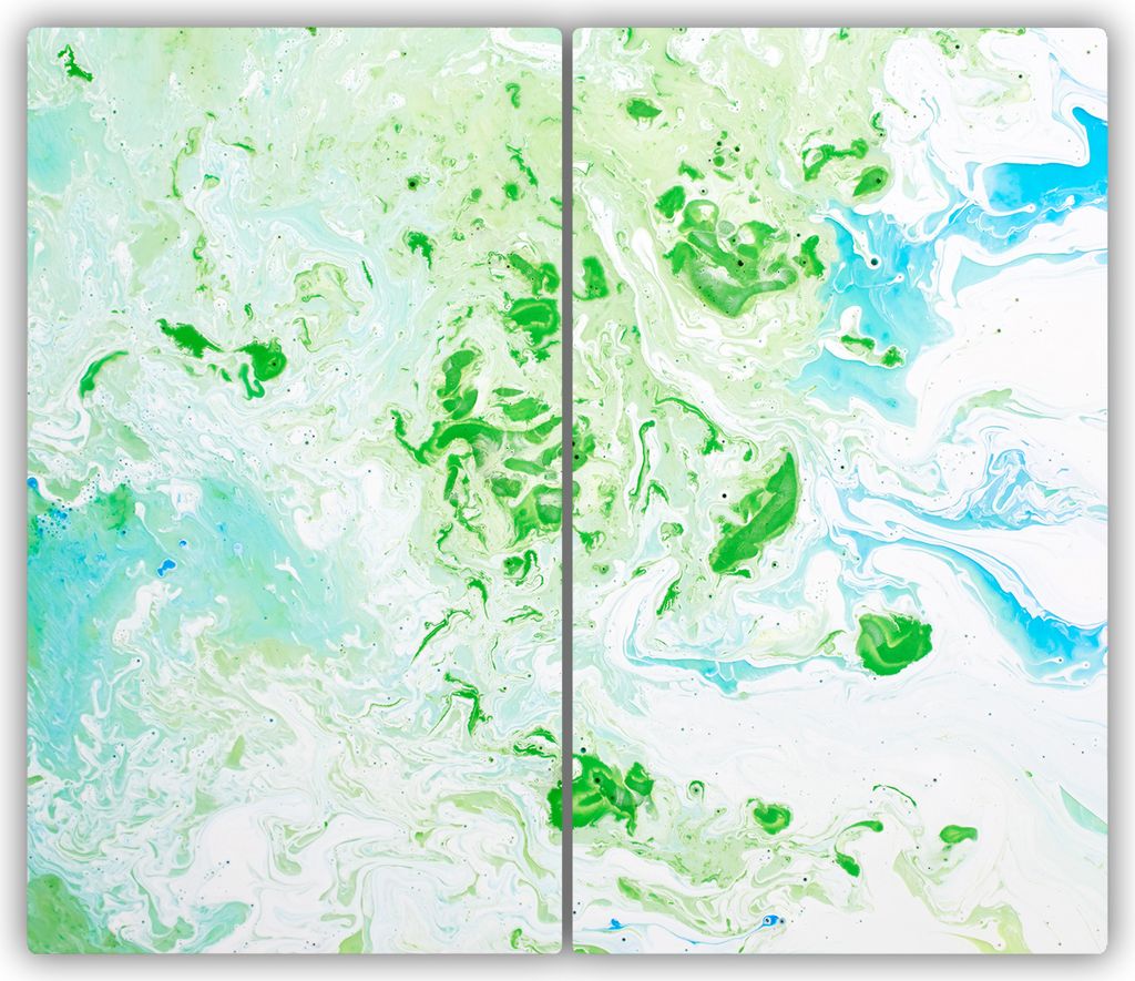 Tulup Glas-Herdabdeckplatte - 2x30x52cm - Glaskeramikkochfeld-Abdeckung Spritzschutz Zweiteilig Abstraktes