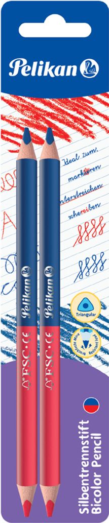 Pelikan Buntstifte rot&blau  3-eckig dick 2er Blister Produktbild 