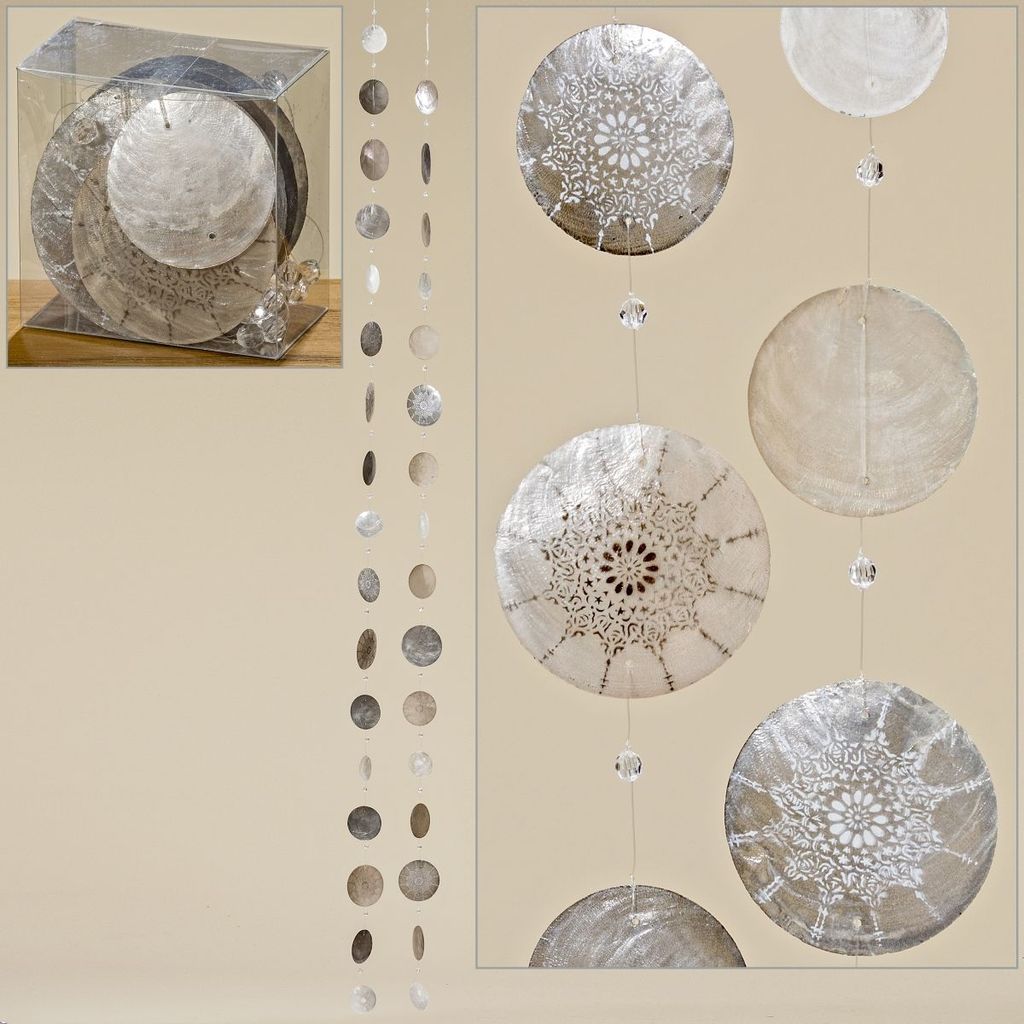 Muschel Capiz Windspiel Nyla beige dunkelgrau weiß, 2 Sort. Produktbild 