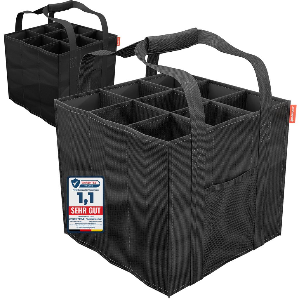 ATHLONTOOLS 2er Set Flaschenträger 6 Flaschen - schwarz Produktbild 
