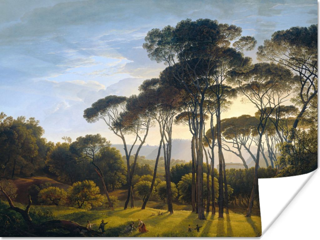 MuchoWow Poster Italienische Landschaft mit Zirbelkiefer - Kunst - Alte Meister 160x120 cm - Foto Plakat