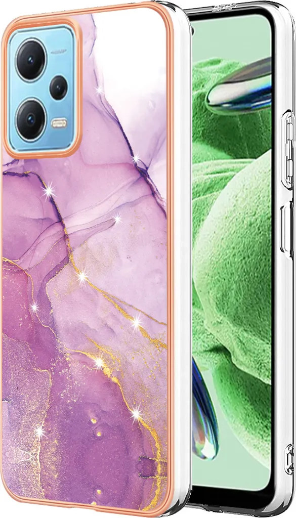 Custodia per Xiaomi Poco X5 /Redmi Note 12 5G, sottile marmo antiurto custodia morbida TPU paraurti Rosa