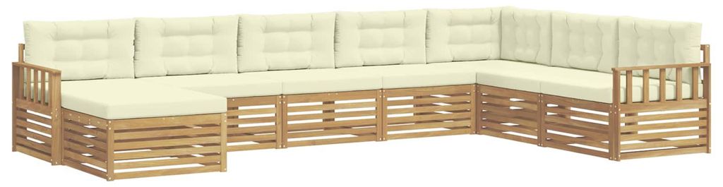 vidaXL Outdoor-Sofagarnitur mit Kissen 8 pcs Weiß und Creme