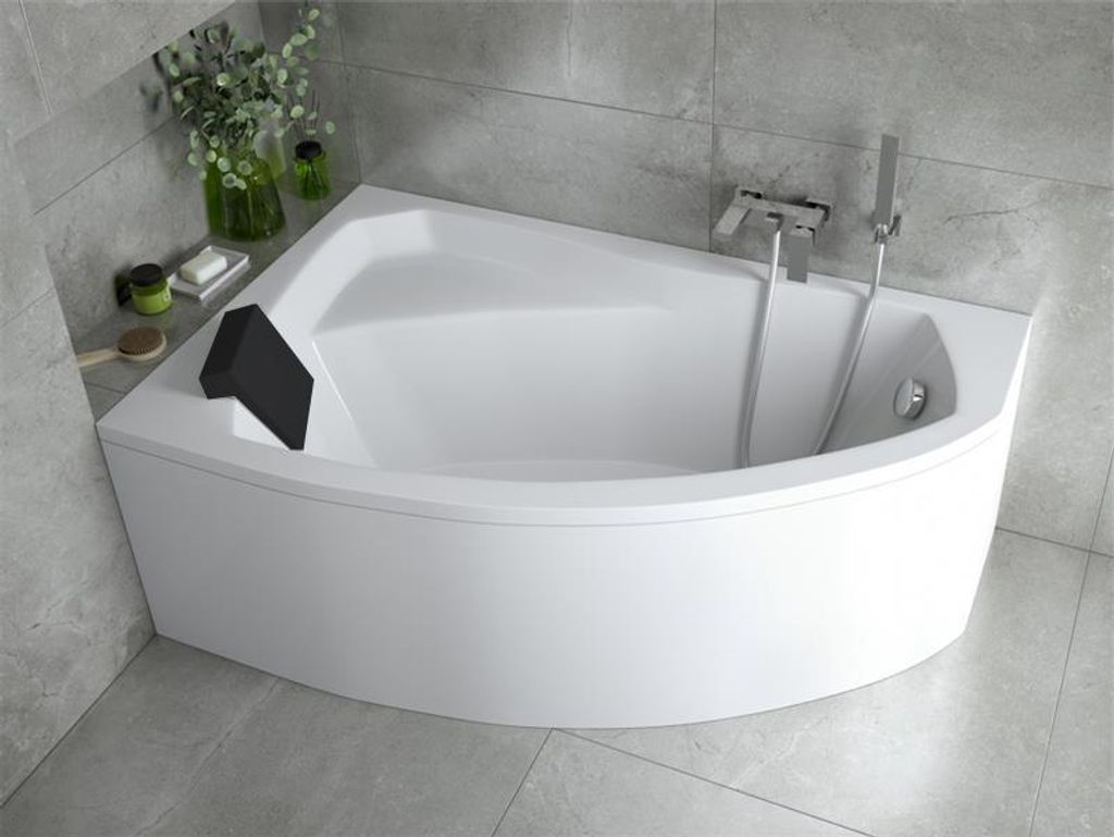 Baignoire acrylique 5en1 asymétrique 140x90 gauche blanc + Image du produit 