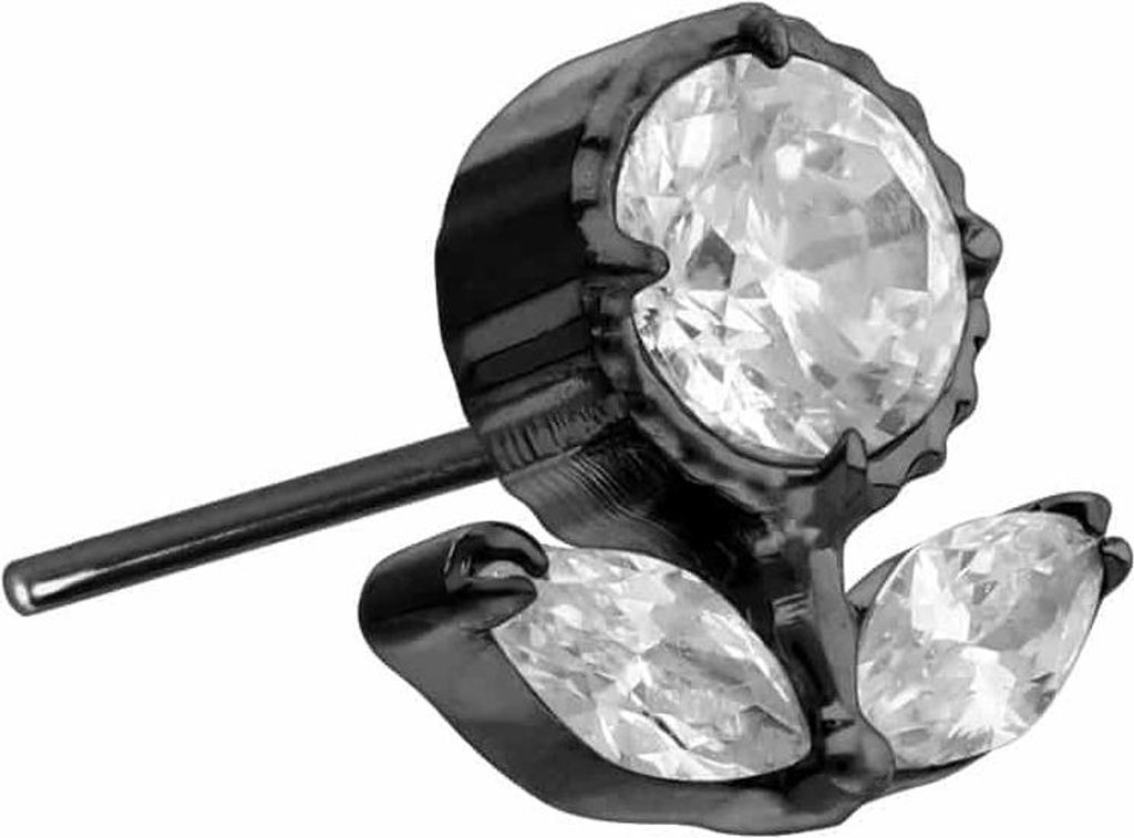 Piercing-Zubehör Titan Aufsatz mit Push Pin KRISTALLBLUME