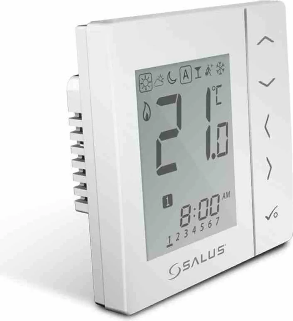 Thermostat digital Salus 230V blanc écran LCD chauffage au sol précis