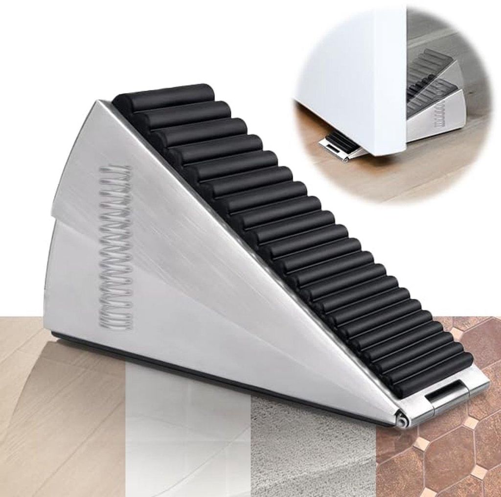 Türkeil, Gummi, Edelstahl, rutschfeste Keile, Türstopper für Boden,Hoher Türstopperkeil,Rutschfester Türstopper aus Gummi ,12,8 x 7,6 cm