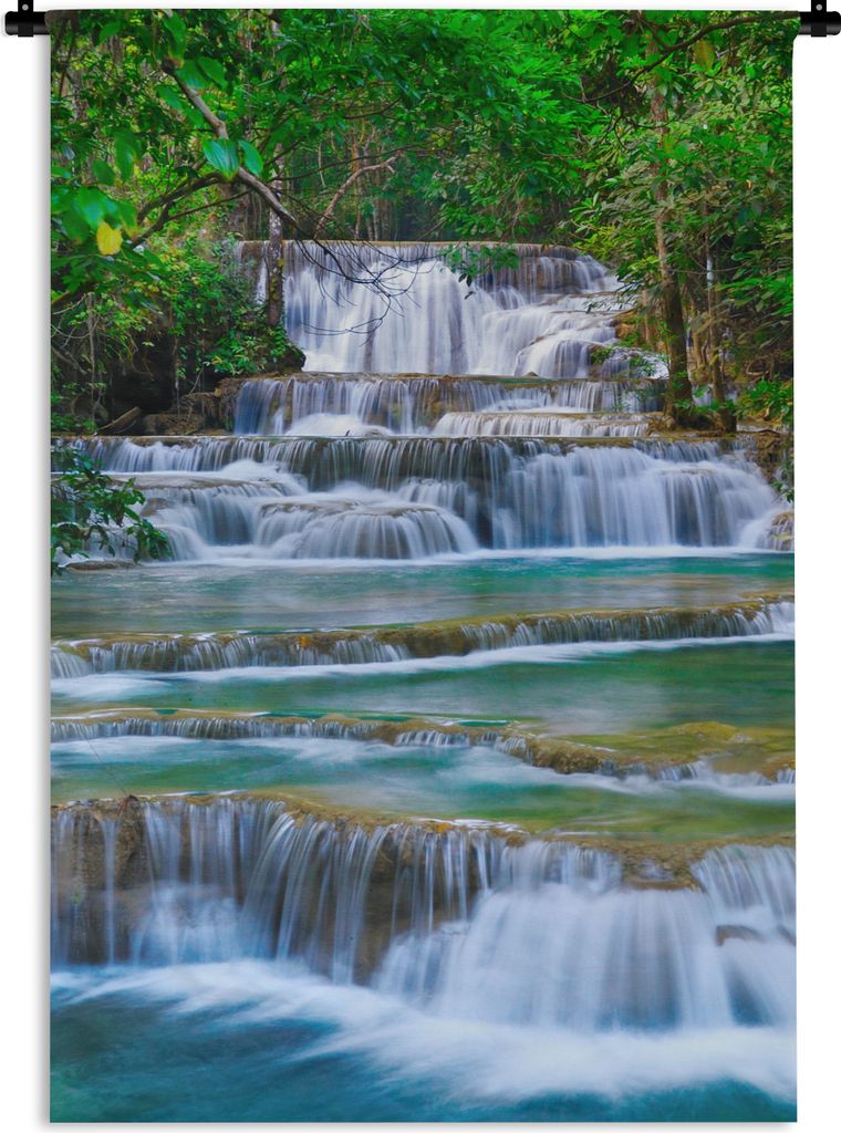 MuchoWow Wandteppich Wandbehang Wasserfall - Bäume - Natur - Dschungel 120x180 cm Tapisserie Dekoration Wandtuch - Schlafzimmer - Dekorationen f...