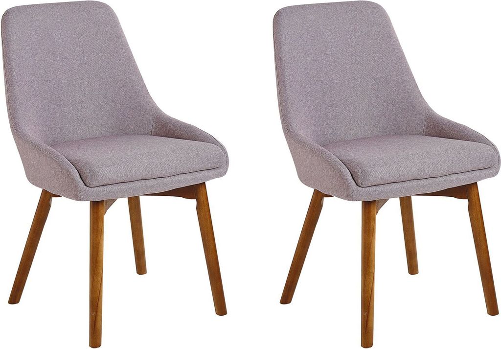 BELIANI Esszimmerstuhl 2er Set Taupe Polsterbezug Dicke Sitzkissen Holzbeine Minimalismus