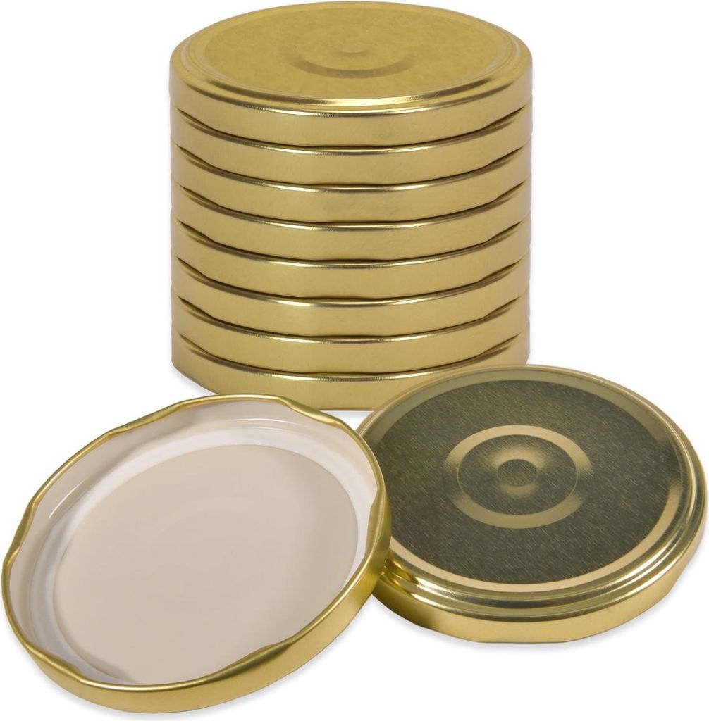 Oputec 10x Schraubdeckel TO 82 Gold – Twist Off - Produktbild 