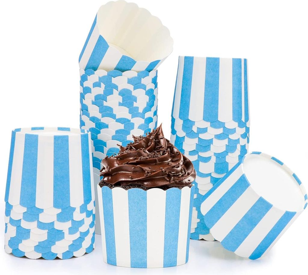 Muffinform - papier Muffinformen - Cupcake-Förmchen - 50 Stück - Mini Muffins Papierförmchen - rote und weiße Streifen - für Dessert - Hochzei...