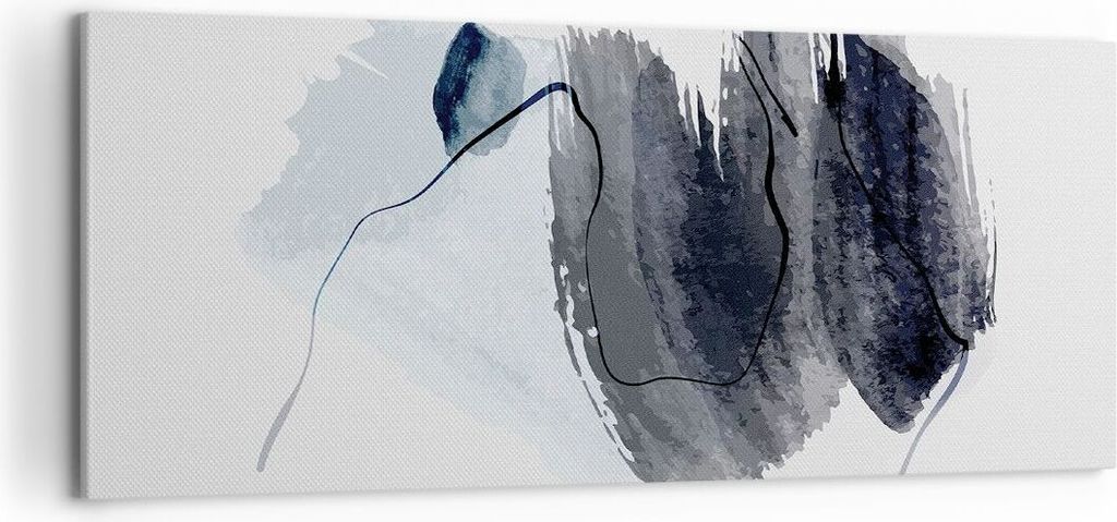 Bild auf Leinwand - Leinwandbild - Einteilig - Blau Grau Aquarell - 120x50cm - Wand Bild - Wanddeko - Wandbilder - Leinwanddruck - Bilder - Wanddek...