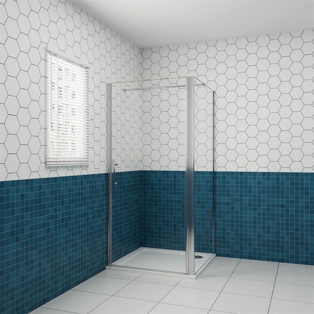 70x80cm 195cm 6mm Duschtür mit Seitenwand Eckdusche Drehtür Glastür Duschkabine