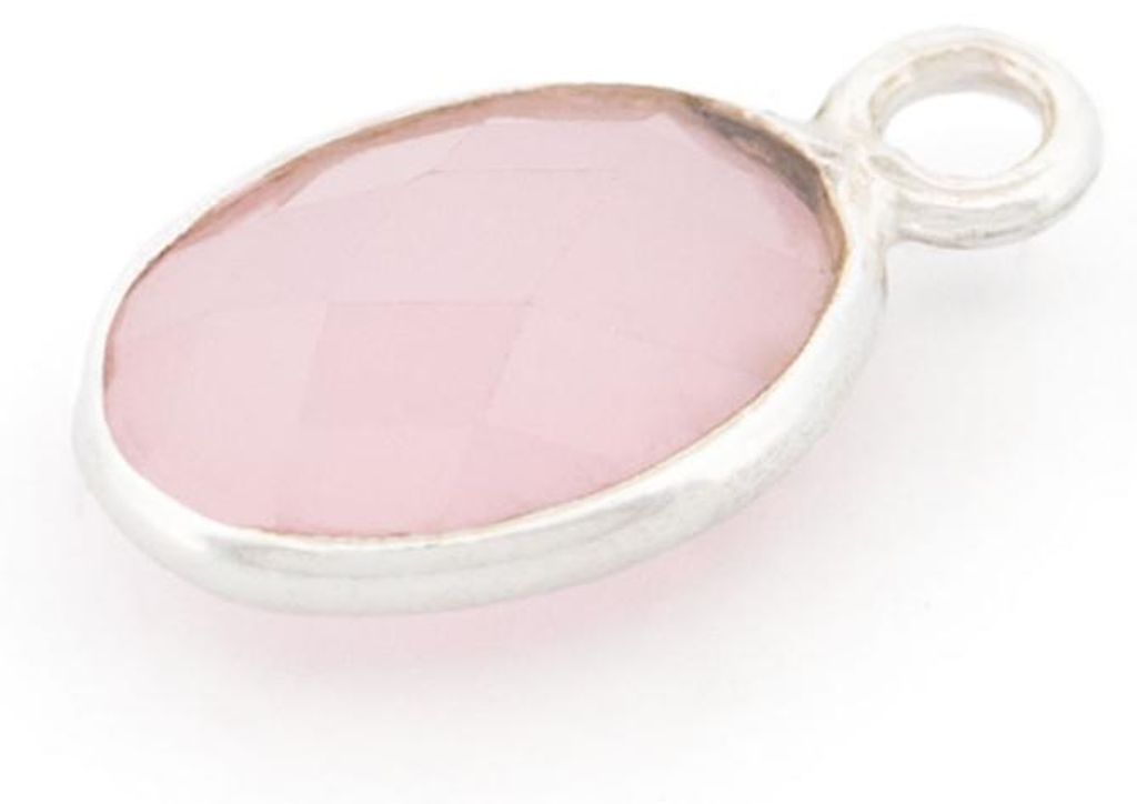 Vintageparts Rosenquarz-Anhänger 925 Silber Oval Facettiert Produktbild 