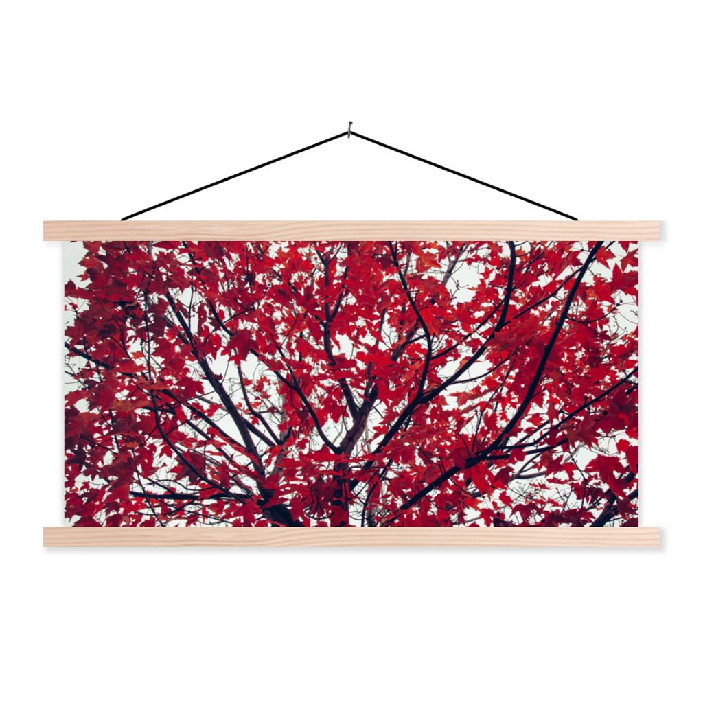 MuchoWow Textilposter Ahorn - Blätter - Herbst - Natur 60x30 cm mit holzfarbenen Rahmen - Dekoration