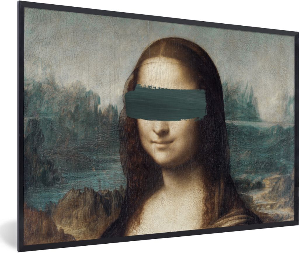 MuchoWow Gerahmtes Poster Mona Lisa - Leonardo da Vinci - Gemälde 90x60 cm - Poster mit Schwarzem Bilderrahmen Wandposter Rahmen Foto Bilder - F...