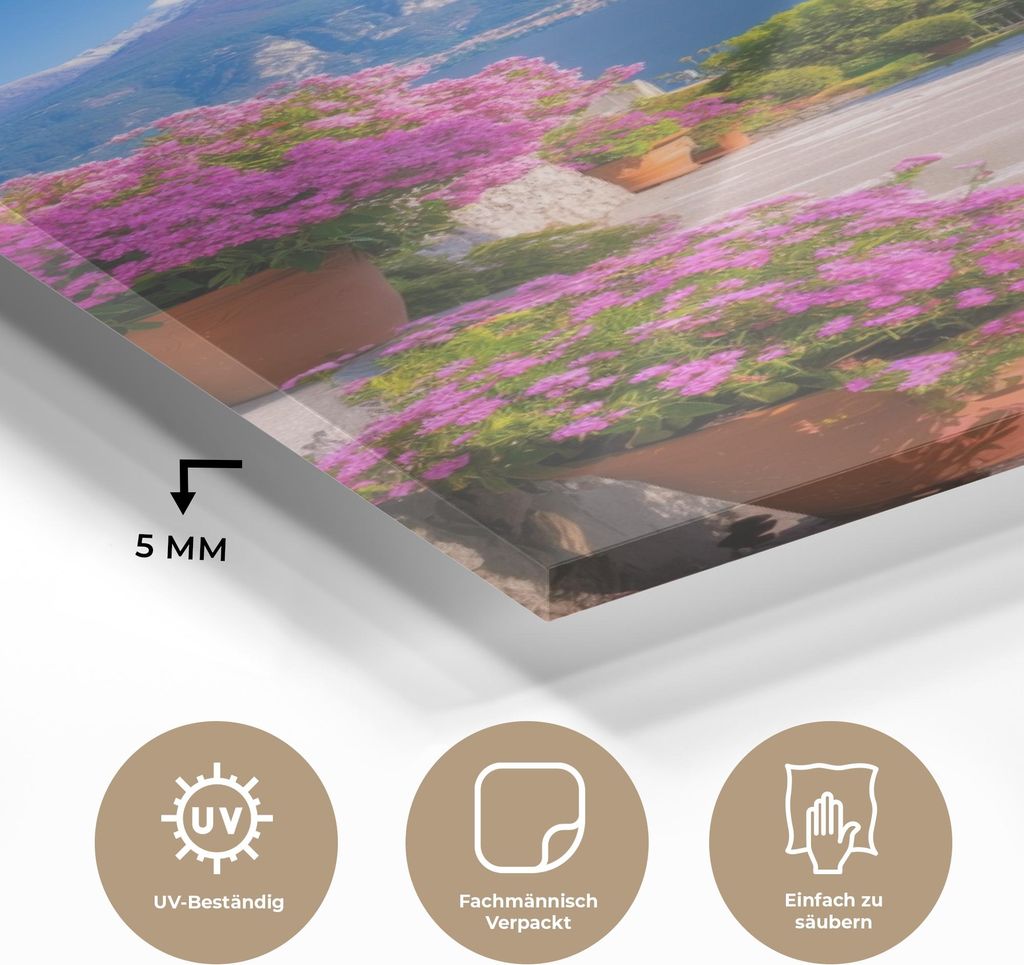 MuchoWow Glasbilder - Bilder auf Wandbild - Foto auf Glas Comer See - Italien - Landschaft 60x120 cm Wanddekoration aus Glas - Acrylglasbild - Acry...