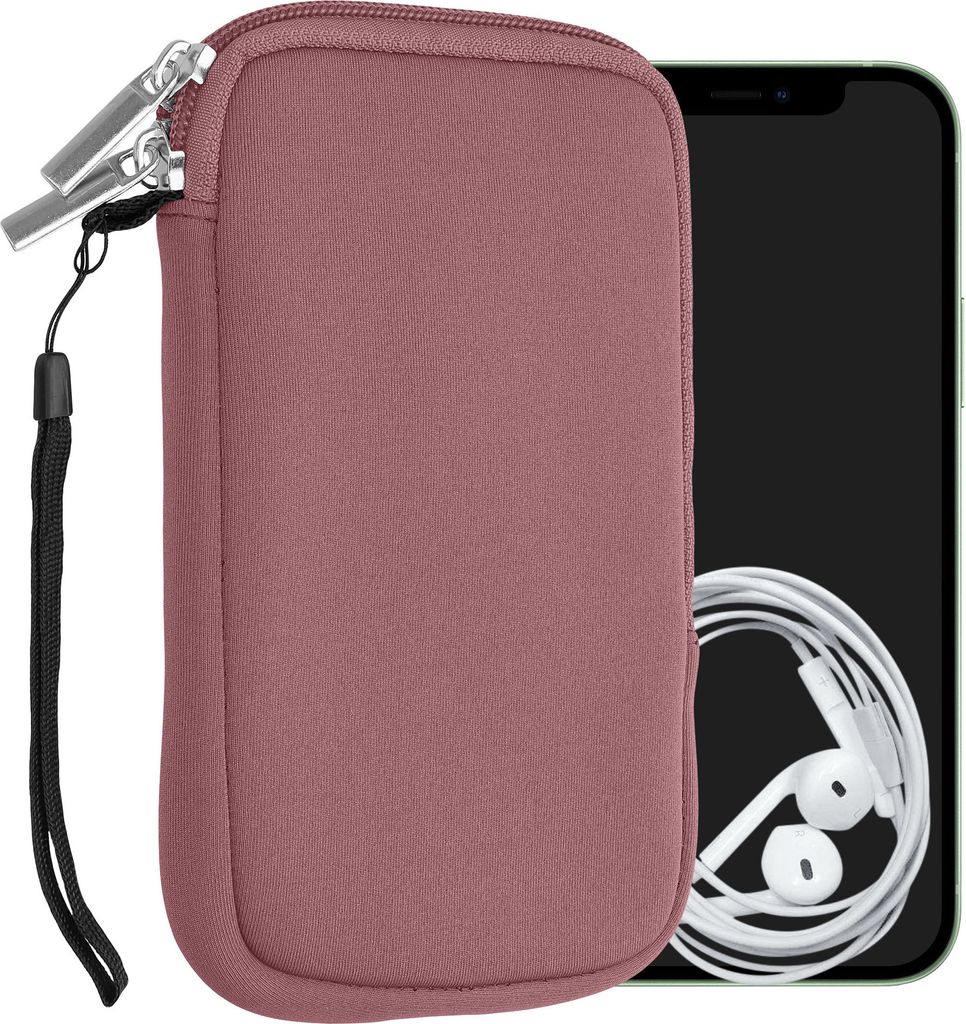 kwmobile Handytasche für Smartphones L - 6,5" - Neopren Handy Hülle Dark Rose - Handy Tasche 16,5 x 8,9 cm Innenmaße
