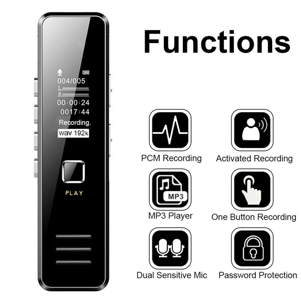 ZXCV Mini Voice Recorder mit Passwort MP3 Audio Ton aktivierte Aufnahme Abzeichen Digital Professional Akte 