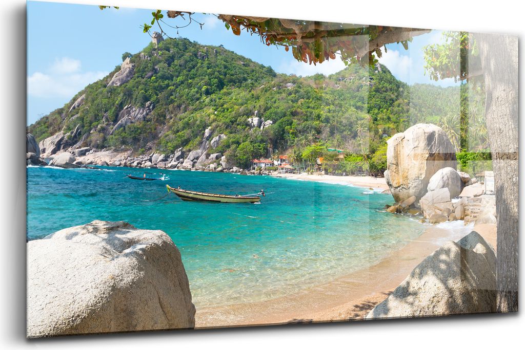 120x60 - Glasbilder - Bilder auf Wandbild - Foto auf Glas - Meerblick Koh Tao Thailand
