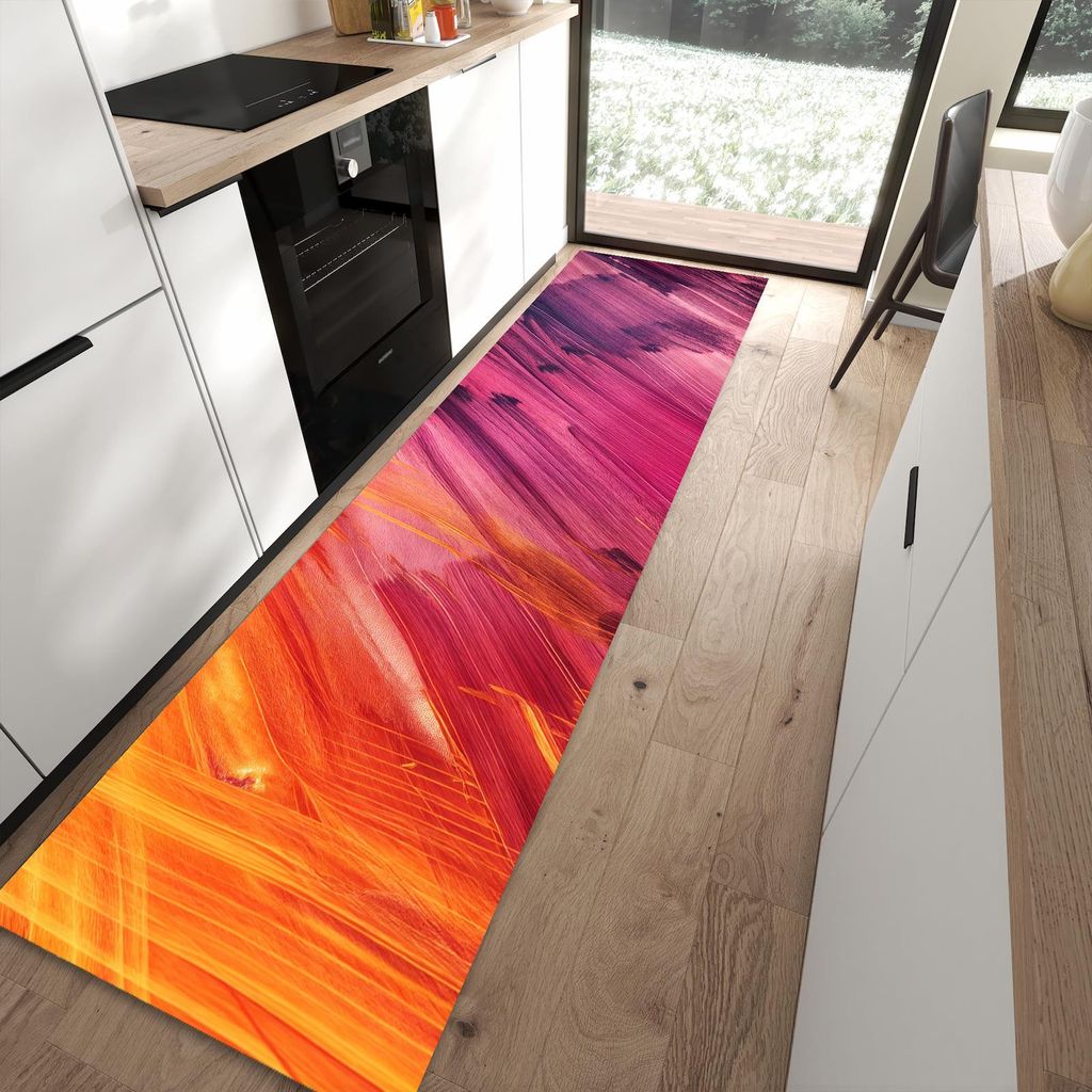 Küchenteppich 80x300cm rutschfest & abwischbar PVC Läufer - Abstrakte Farben