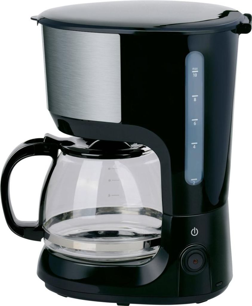 alpina Kaffeemaschine Filterkaffeemaschine 1,25L/10 Tassen - Coffee Machine mit Wiederverwendbarer Filter, Glaskanne und Anti-Tropf - Schwarz