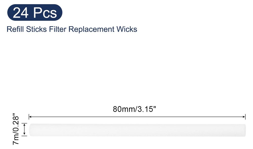 24 Stš¹ck Luftbefeuchter Baumwollstab, 7x80mm Luftbefeuchter Sticks Filter Ersatzdochte, Diffuser Stick Nachfš¹llung Mini fš¹r Schlafzimmer L...