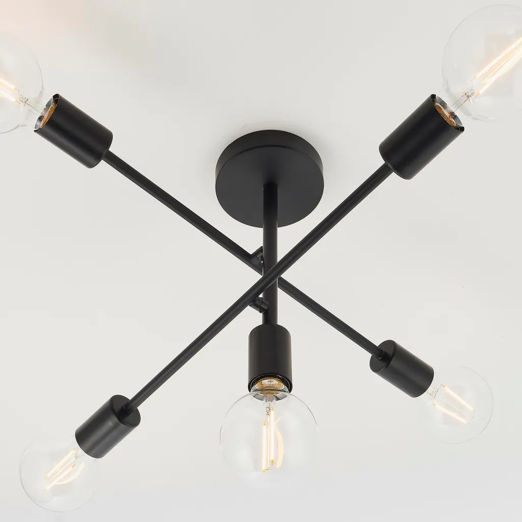 Plafonnier Métal Multi-bras 5 Lampes E27 40W Finition Studio Design - 3