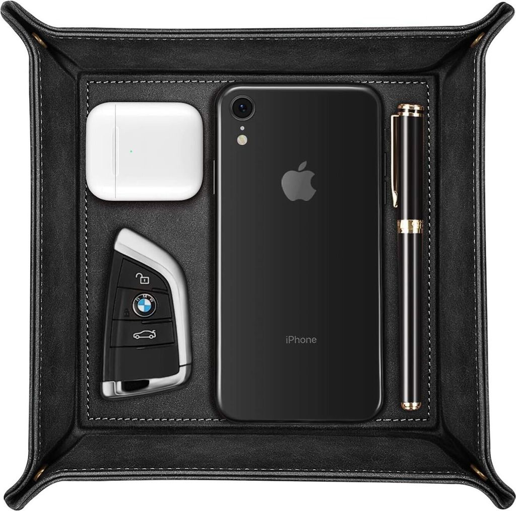 Taschenleerer - Tablett Organizer, Ablage Aufbewahrungsbox, Kunstleder Ablageschale Schlüsselschale für Uhren Handy Schmuck Schlüssel Münzen Ge...