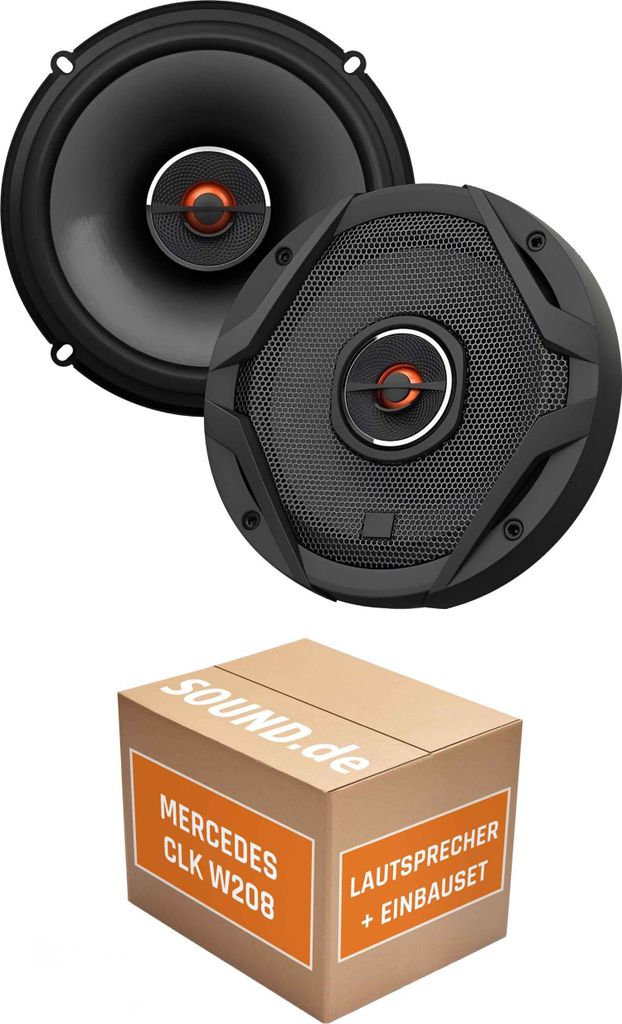 Lautsprecher Boxen Einbaupaket vorne JBL GX602 passend für Mercedes CLK 208 + Coupé/Cabrio | 2x Tief-Mitteltöner mit integriertem Hochtöner 180...