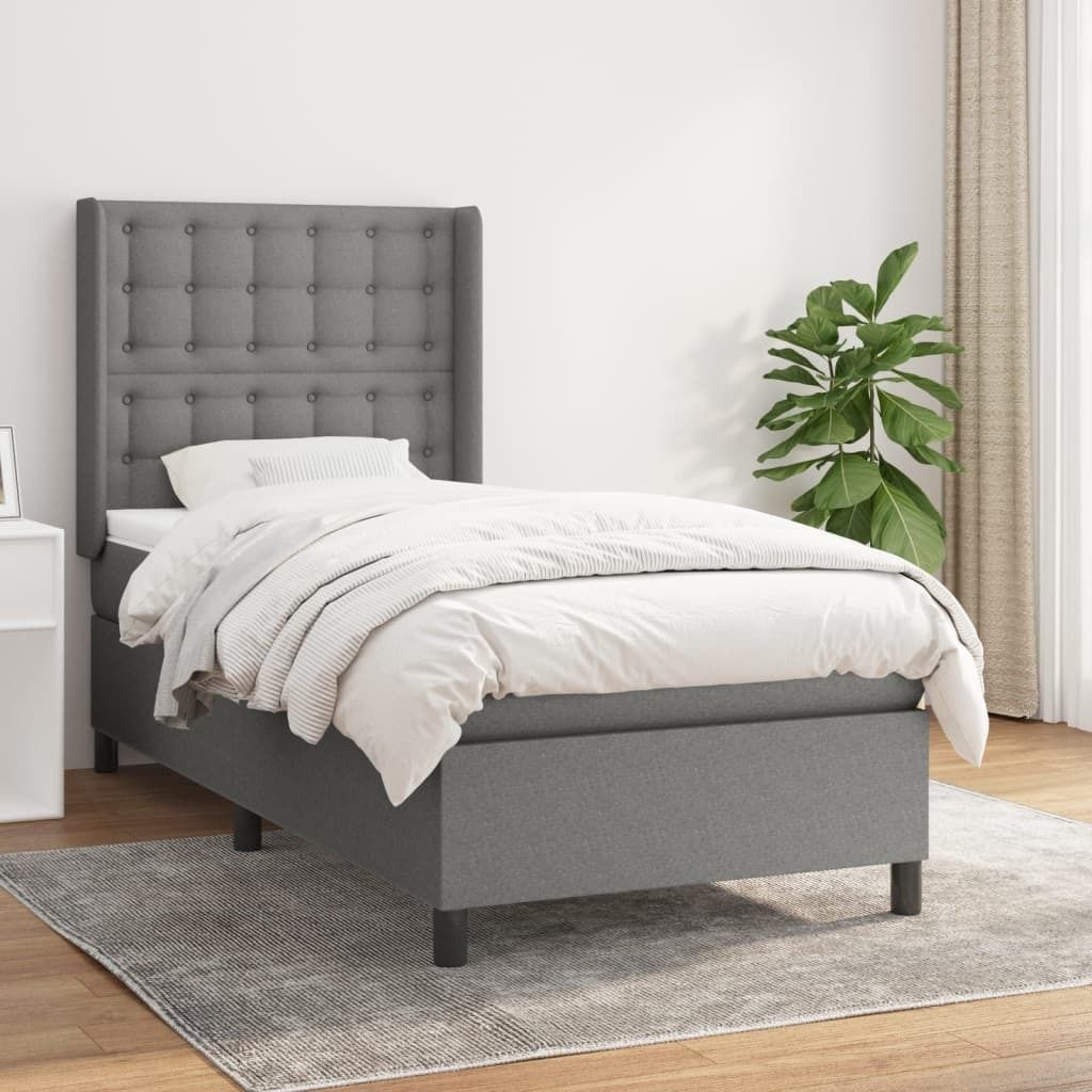 Maison Exclusive - Boxspringbett mit Matratze Dunkelgrau 90x200 cm Stoff