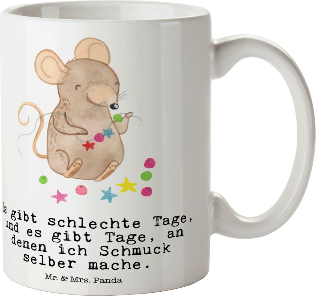 Mr. & Mrs. Panda Tasse Maus Schmuck selber machen - Weiß - Geschenk, Becher, Basteln, Teetasse, Kaffeebecher, Kaffeetasse, DIY, Trinkbecher
