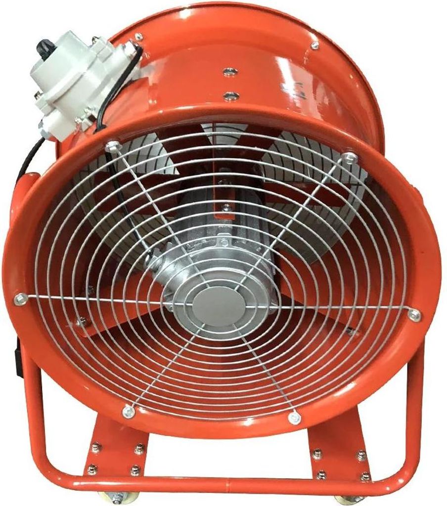Industrieventilator Gebläse - Tragbarer Lüfter - Leistung 1,1 kW - Luftstrom 150 m³/min - Druck 460 Pa - Explosionsgeschützter Motor - Orange