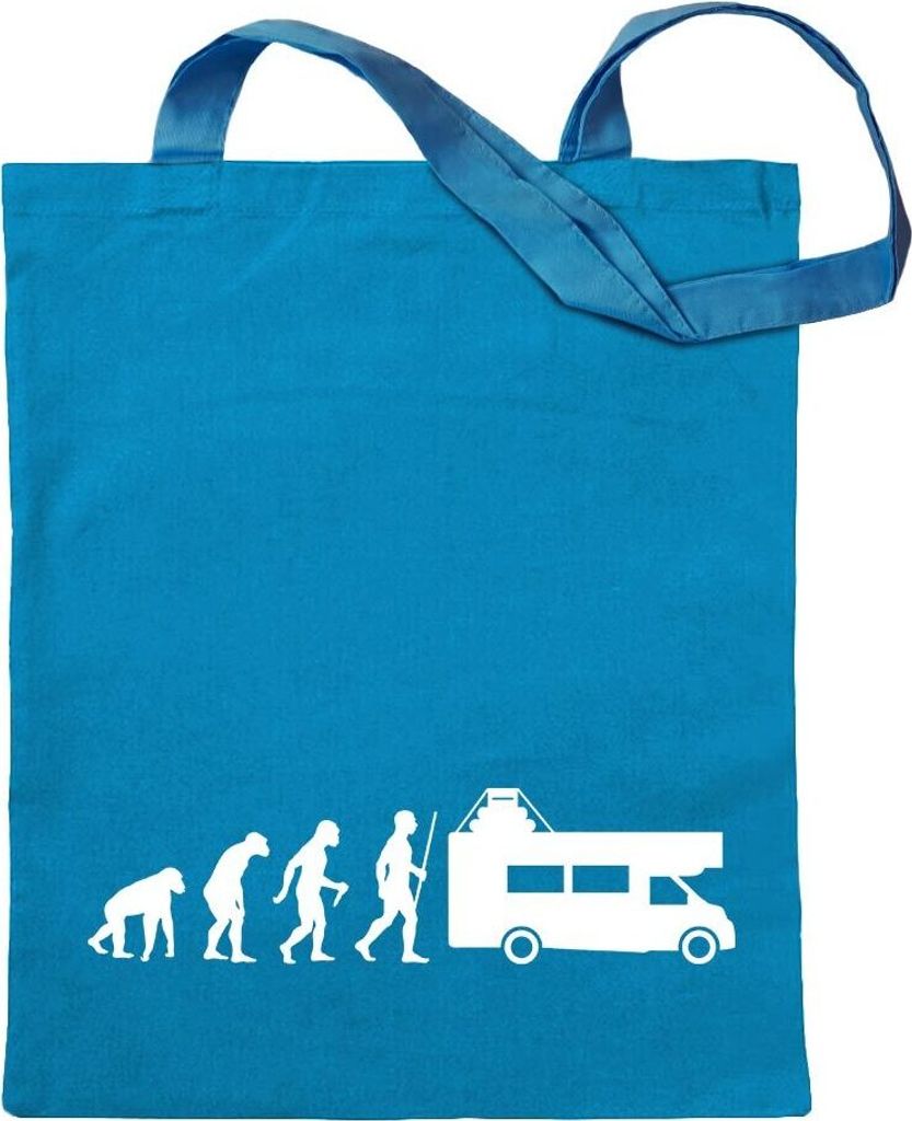 Kiwistar - Baumwolltasche - hellblau - Wohnmobil Evolution - Tragetasche Stoffbeutel Umhängetasche Langer Henkel