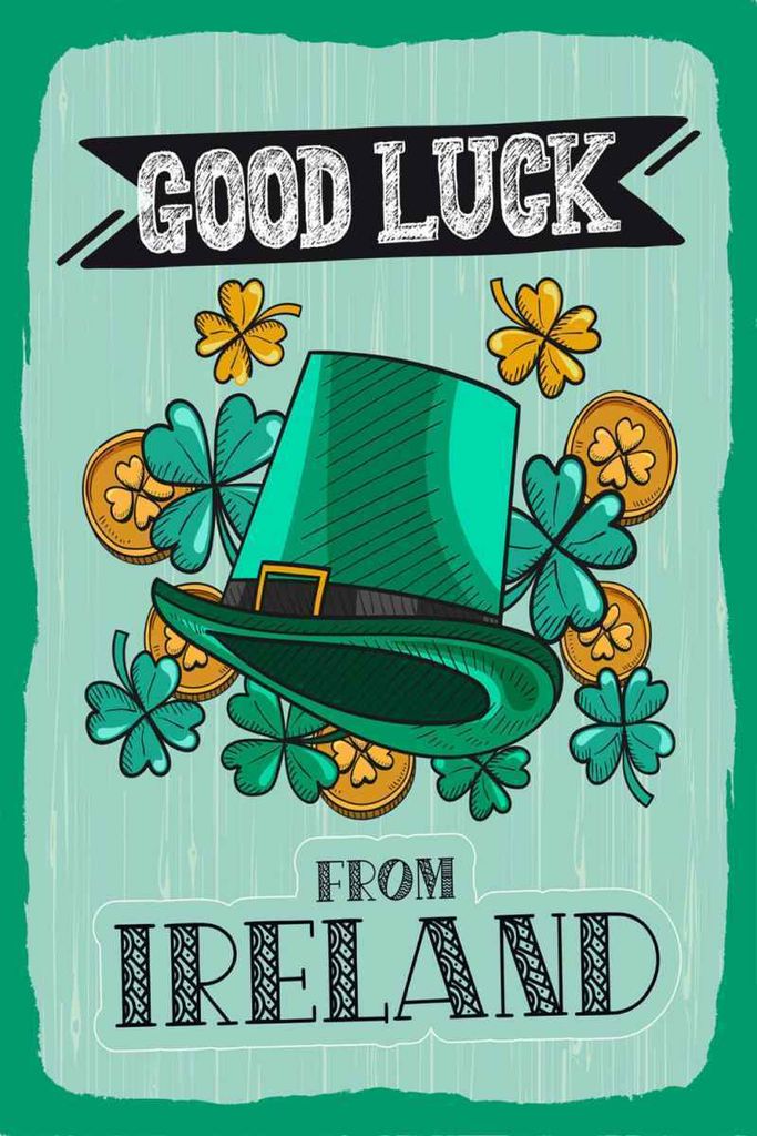 vianmo Holzschild 30x20 cm Good Luck From Ireland