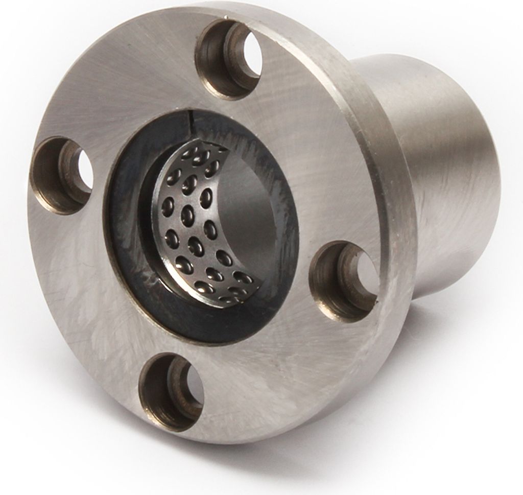 Hublager / Wellenlager 12mm STF12 mit rundem Flansch für Linearbewegung und Drehbewegung