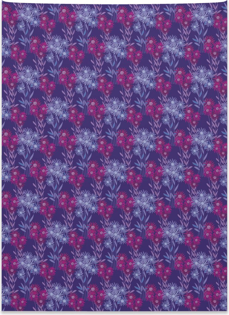 Abakuhaus Blumen Wandteppich, Handgezeichnete Daisy Garden aus Weiches Mikrofaser Stoff Kein Verblassen Klare Farben Waschbar, 110 x 150 cm, Lavend...