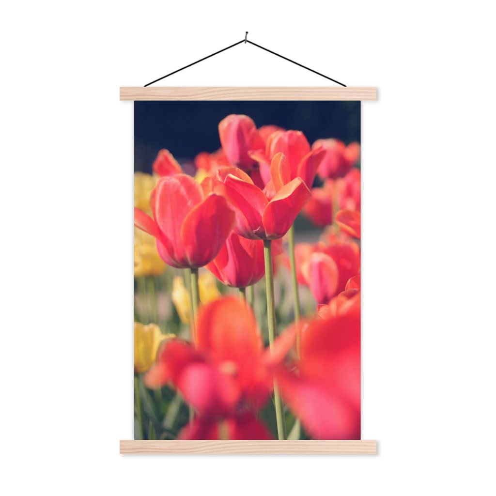 MuchoWow Textilposter Tulpen - Blumen - Natur 40x60 cm mit holzfarbenen Rahmen - Poster